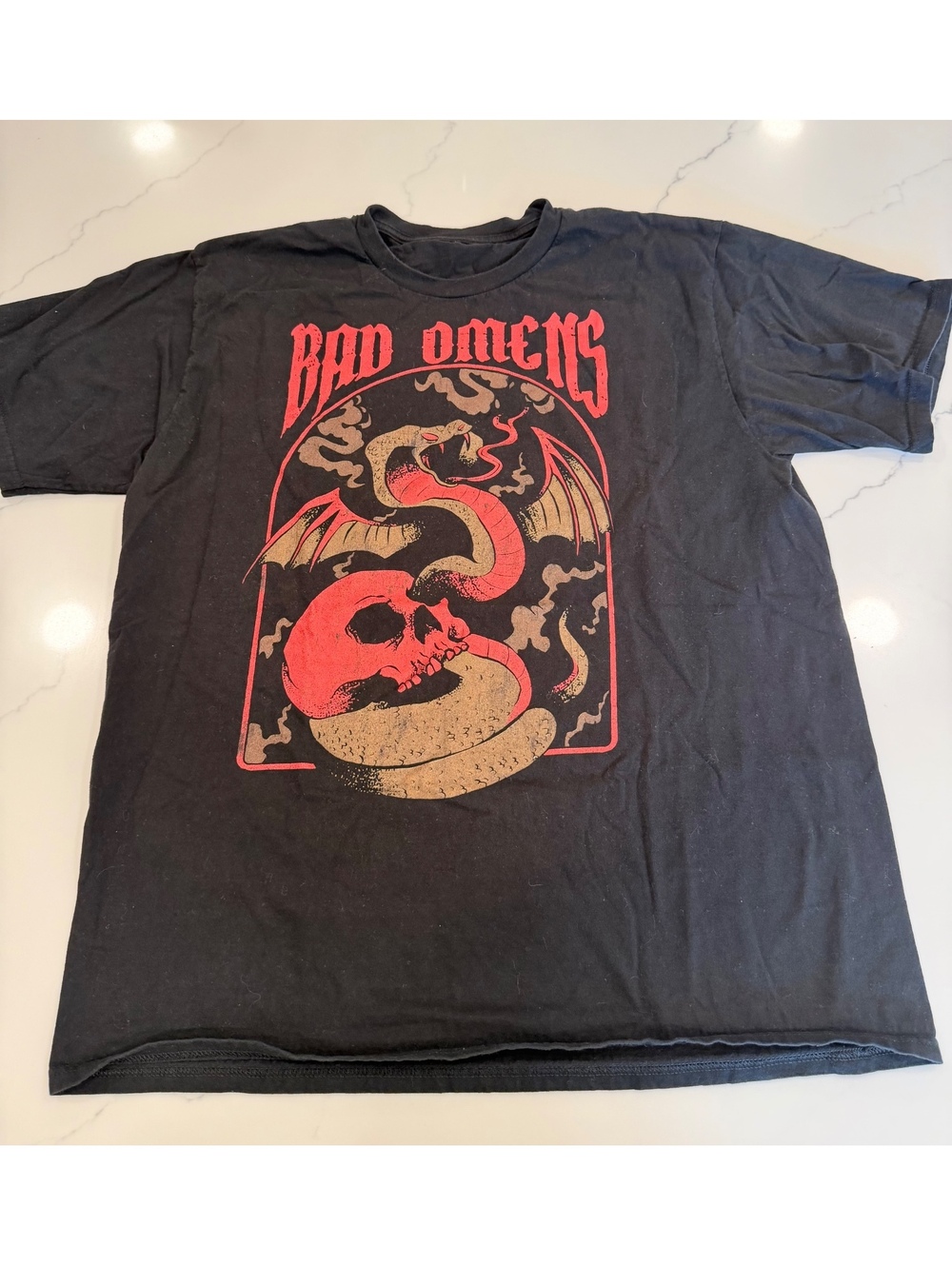 Bad Omens Black Red Graphic T-Shirt Snake in Skull Size Small Medium